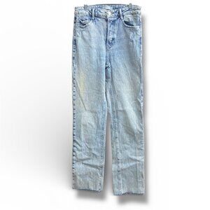 ZARA Light Wash Straight Leg Jeans – Size [6] | Faded Distressed Denim